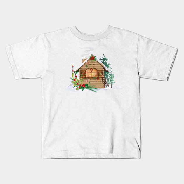 Christmas hut Kids T-Shirt by Kisho